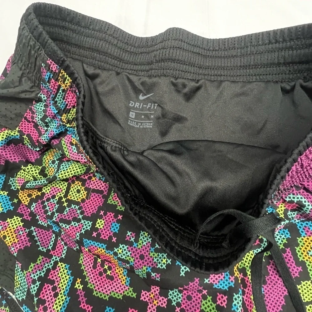 Nike Black and Pink Athletic Shorts Lot Womans Medium 1-floral 1-black